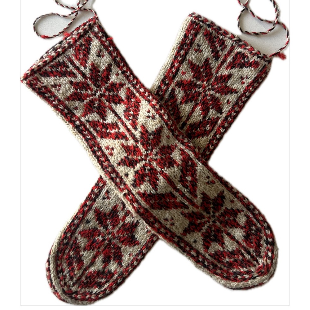 Vintage Hand Knit Wool Mukluk Slippers